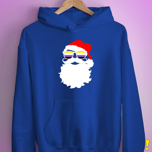 Santa Claus Nonbinary Pride Flag Sunglasses Hoodie - Royal Blue